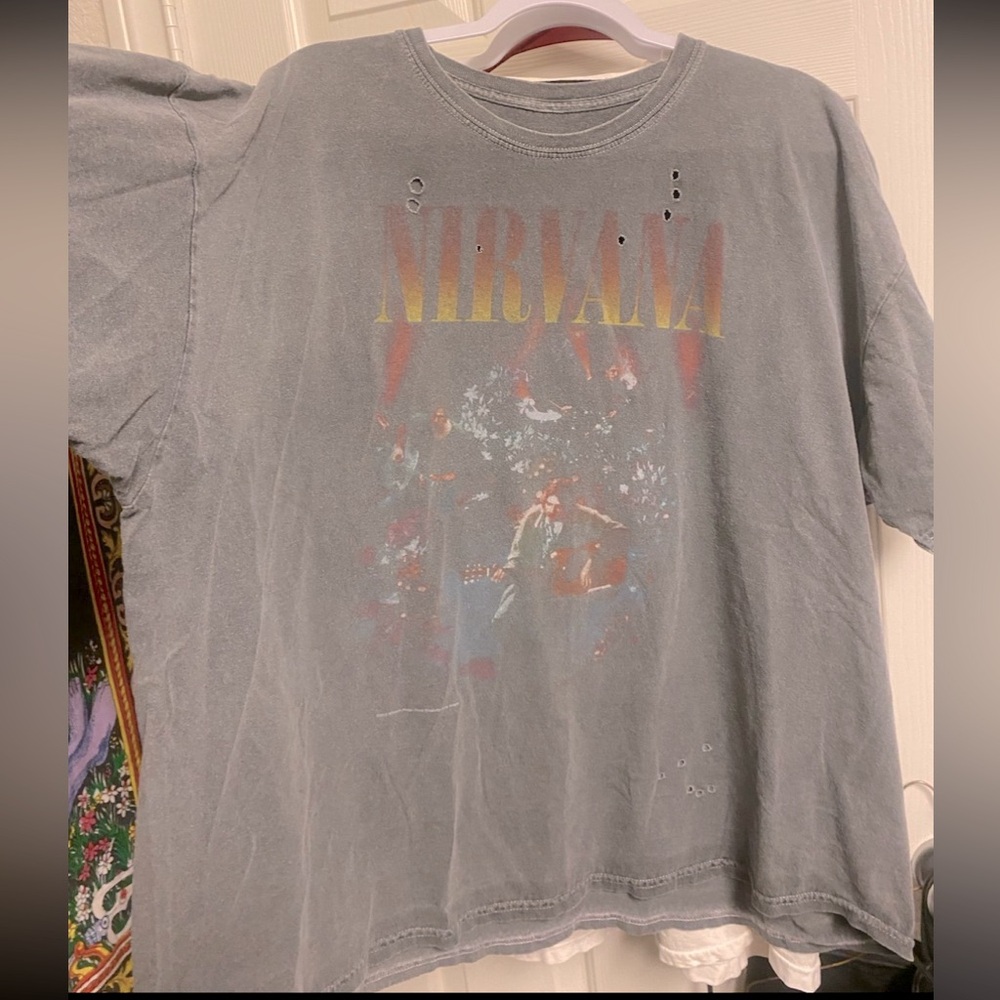 Nirvana Oversized UO distressed tee MTV unplugged - Grey